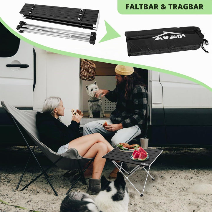 Campingtisch Klappbar, Klapptisch Camping, Tragbarer Picknicktisch Faltbar, Kleiner Aluminium-Klappt