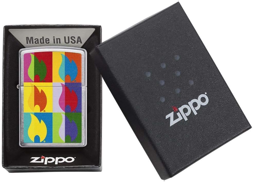 Zippo Unisex Abctract Flame Design Winddichtes Taschenfeuerzeug – gebürstetes Chrom, Einheitsgrösse,