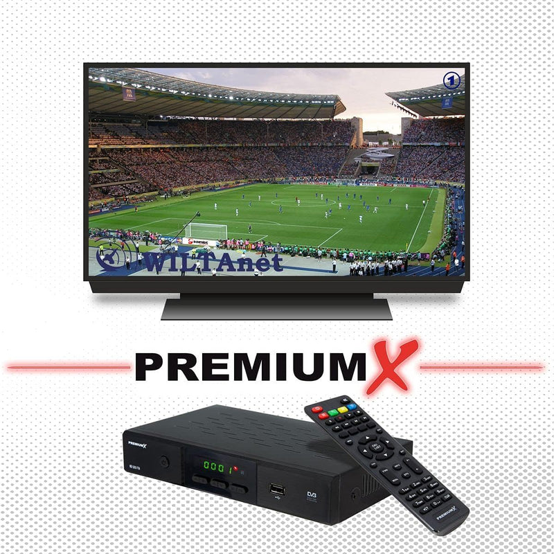 PremiumX Satelliten-Komplettanlage 60cm Antenne Hellgrau Quad LNB bis 4 Teilnehmer 4X DVB-S2 SAT TV