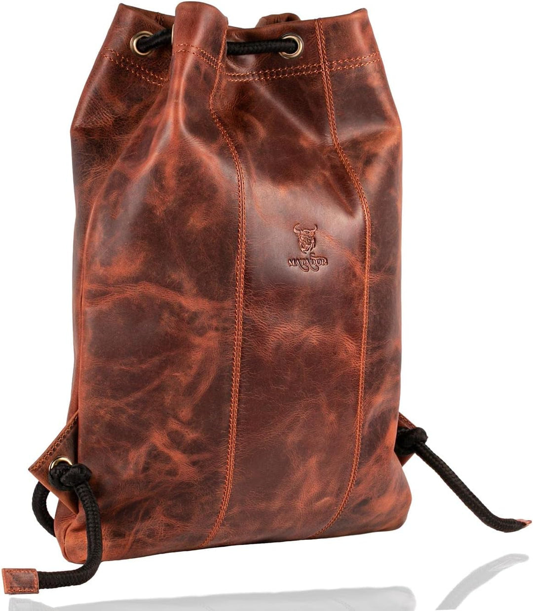MATADOR Gymbag Turnbeutel Frauen Leder Sportbeutel Herren Rucksack Turntasche Lederrucksack Antik