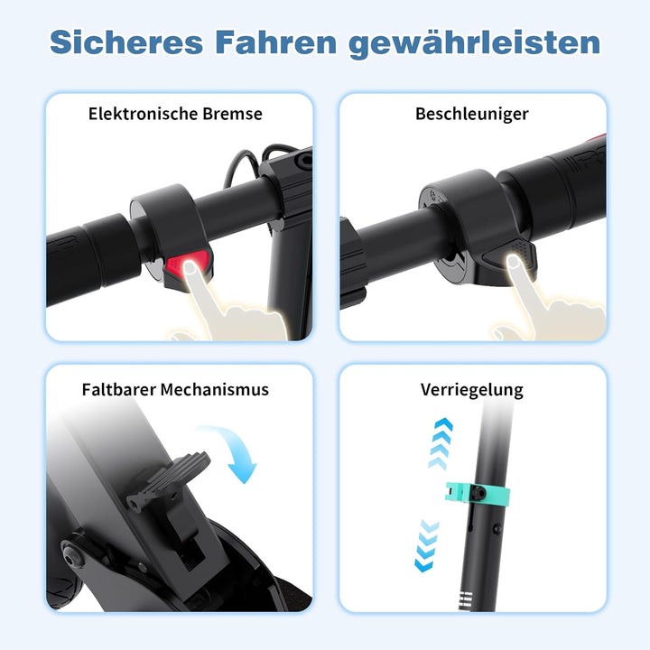 RCB R15 E-Scooter Kinder (8-12-16 Jahre) - bis zu 20 Km/h, Max. Reichweite 16Km, Elektroroller Faltb