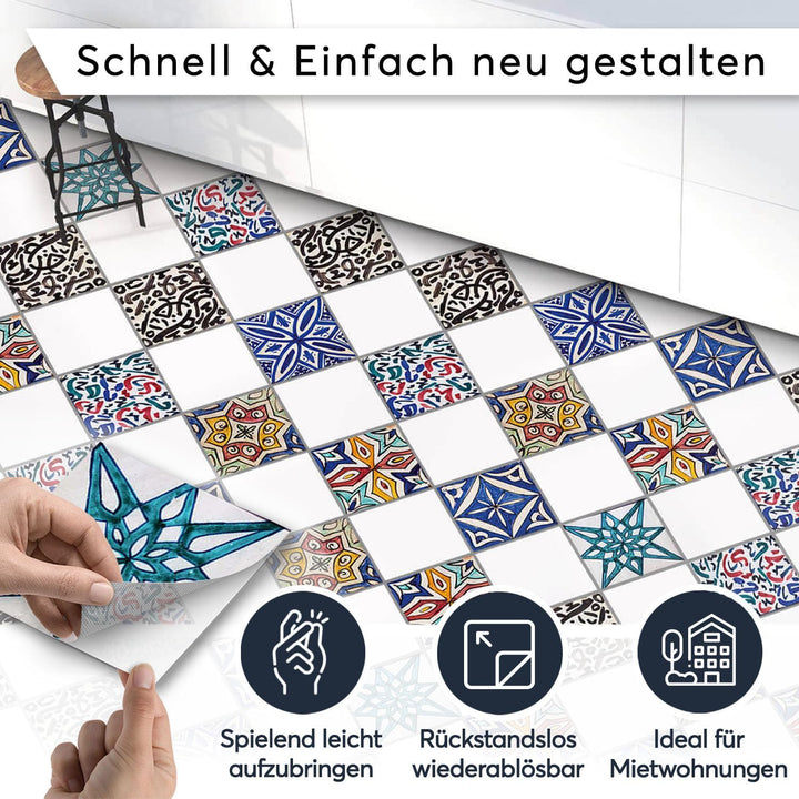 PVC Klebe-Fliesen für - [ Boden Fliesen ] - Aufkleber Folie Sticker für Boden-Fliesen - Küche oder B