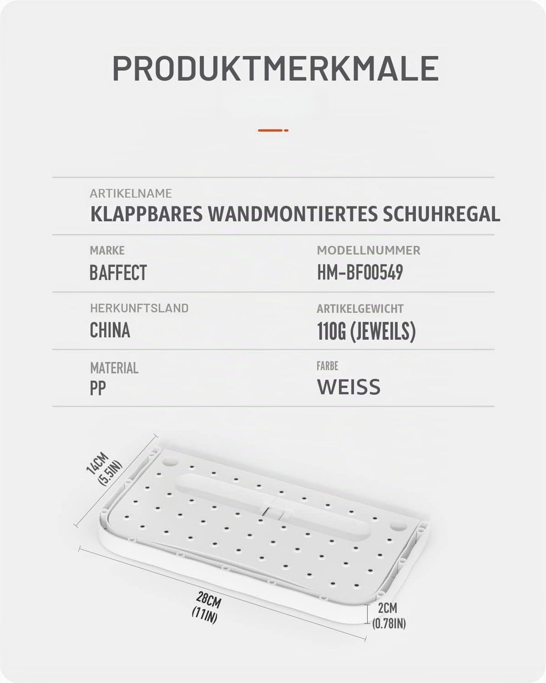 Baffect Schuhhalter faltbar Wand montiert 4 Stücke, Schuhregal Klappschuhregal Hängeregal für Schuhe