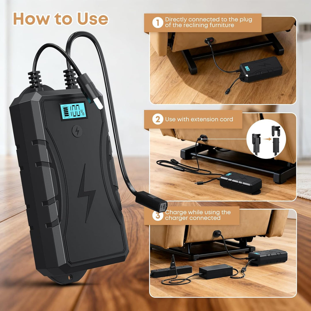 Battery Pack for Reclining Furniture 2500mAh Universal Wireless Recliner Battery Pack Charger for El