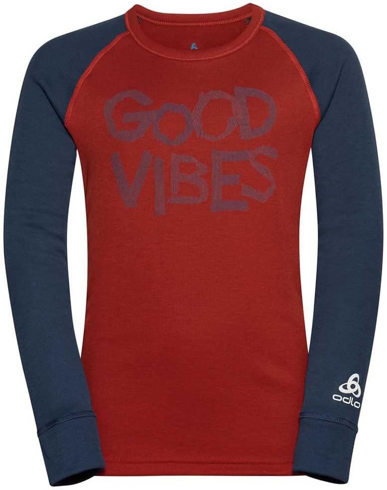 Odlo Unisex Kinder Active Warm Eco_159309 Funktionsunterwäsche Langarm Shirt 116 Blue Wing Teal - Ke