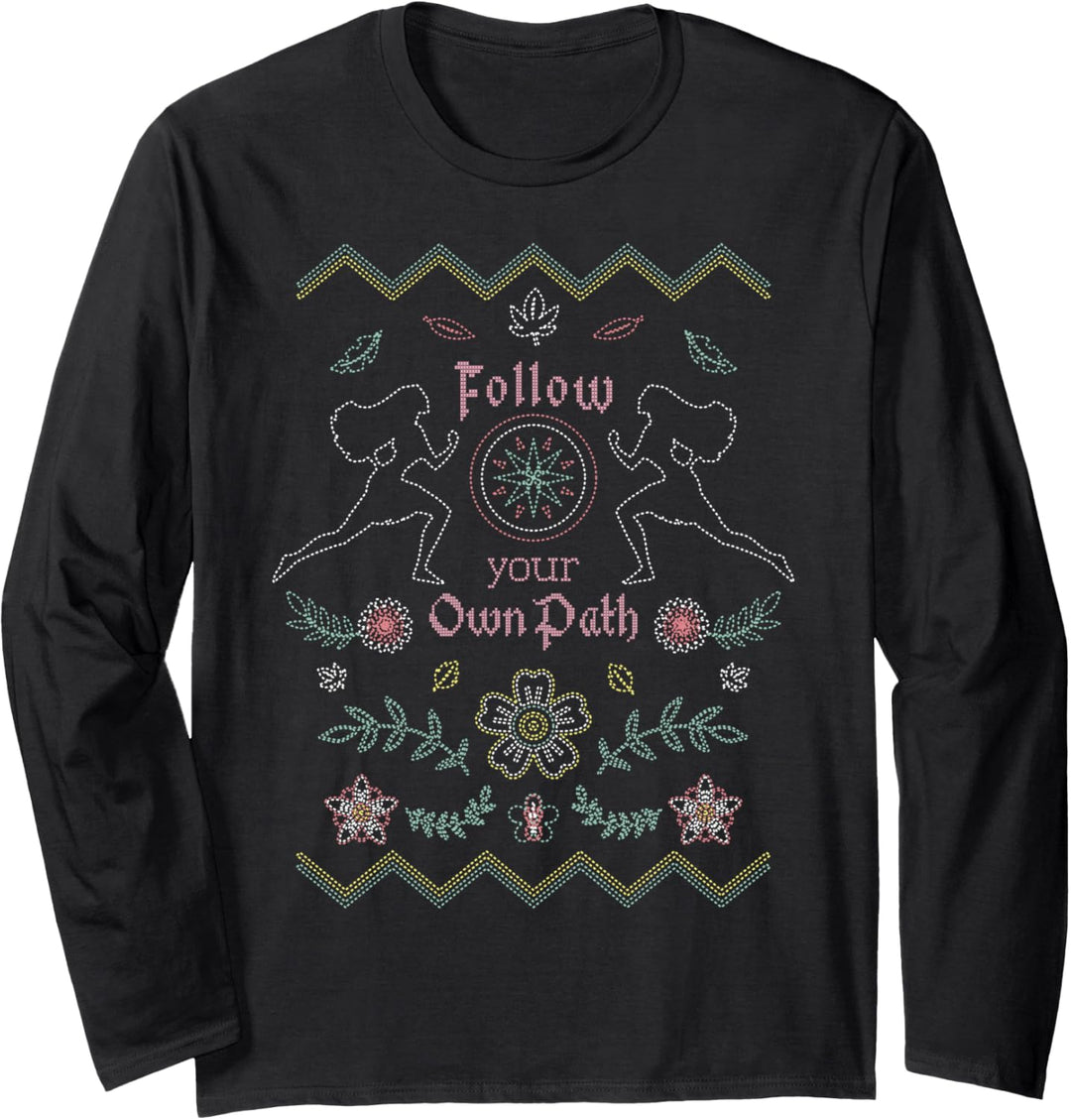 Disney Pocahontas Follow Your Own Path Stitched Quote Langarmshirt