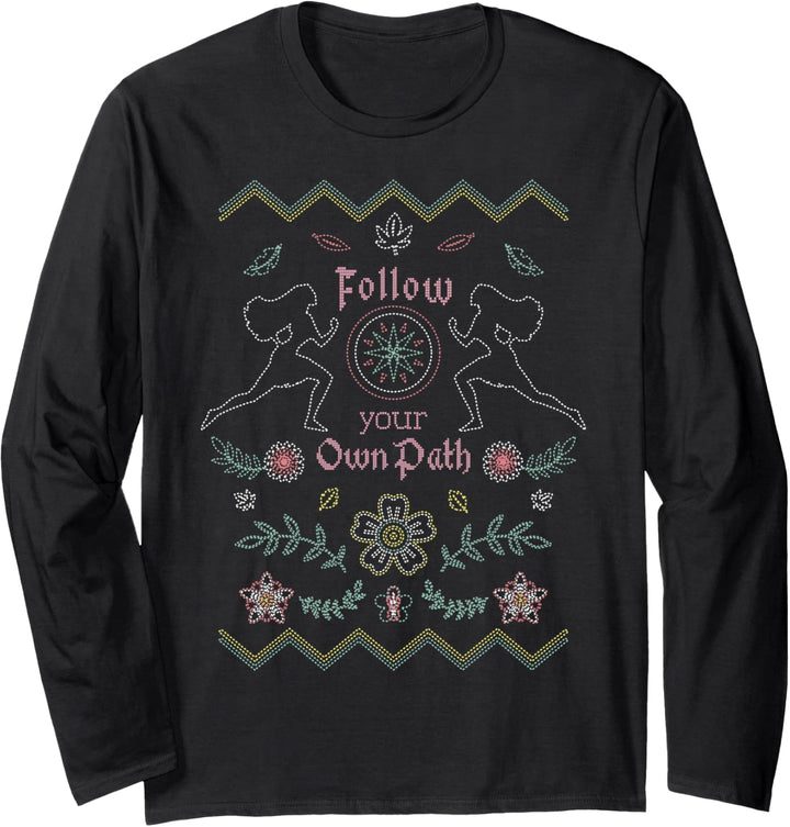 Disney Pocahontas Follow Your Own Path Stitched Quote Langarmshirt