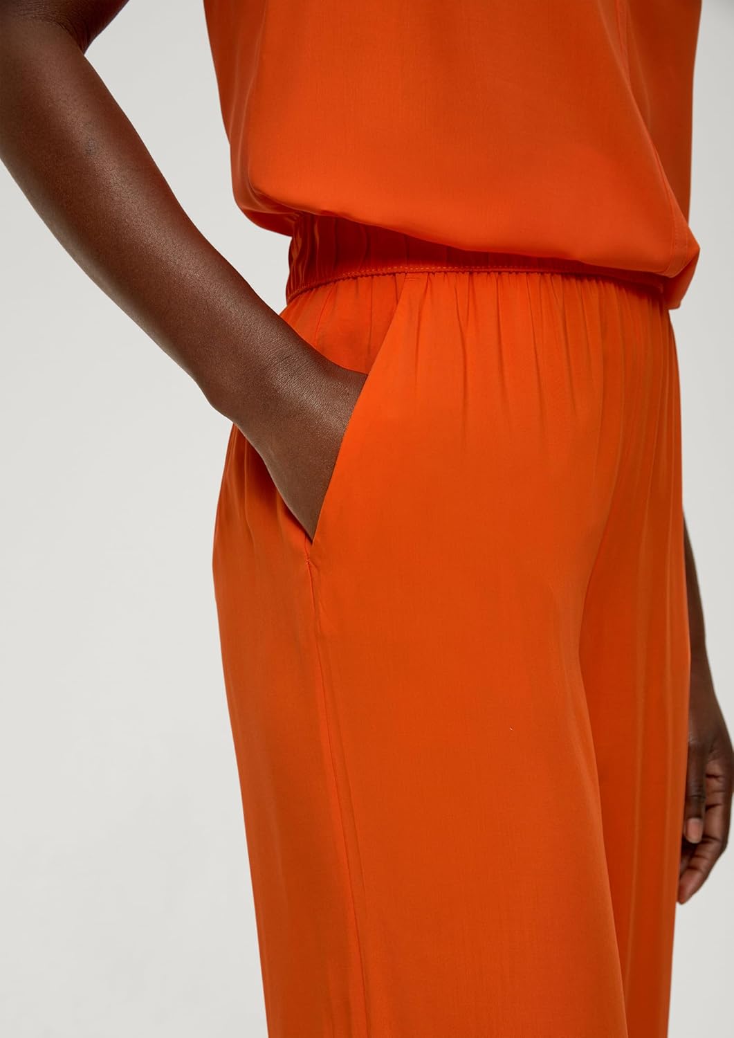 s.Oliver Damen Hose lang, Wide Leg Hose Lang, Wide Leg 48 Orange, 48 Orange