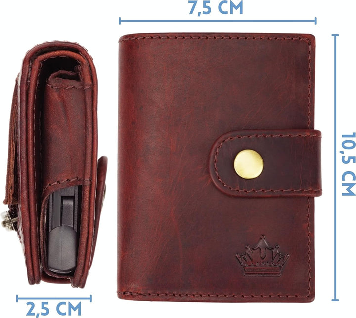 Slim Wallet Geldbeutel mit Münzfach und RFID-Schutz Rindleder Börse für Herren Mini Geldbörse NEU (B