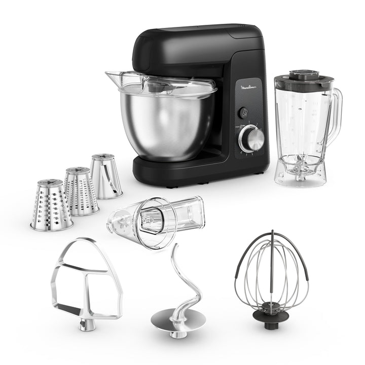 Moulinex Bake Partner Küchenmaschine, 1100 W, langlebige Leistung, BakeGood-Zubehör-Set, QA522810 Pl