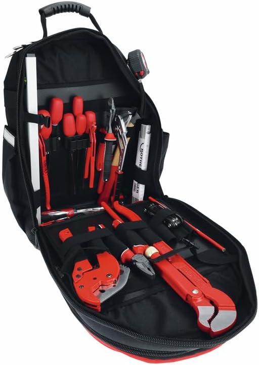 Rothenberger Profi-Werkzeugset 34-tlg. I Werkzeugrucksack für Heizung, Sanitär, Klima I mit Wasserpu
