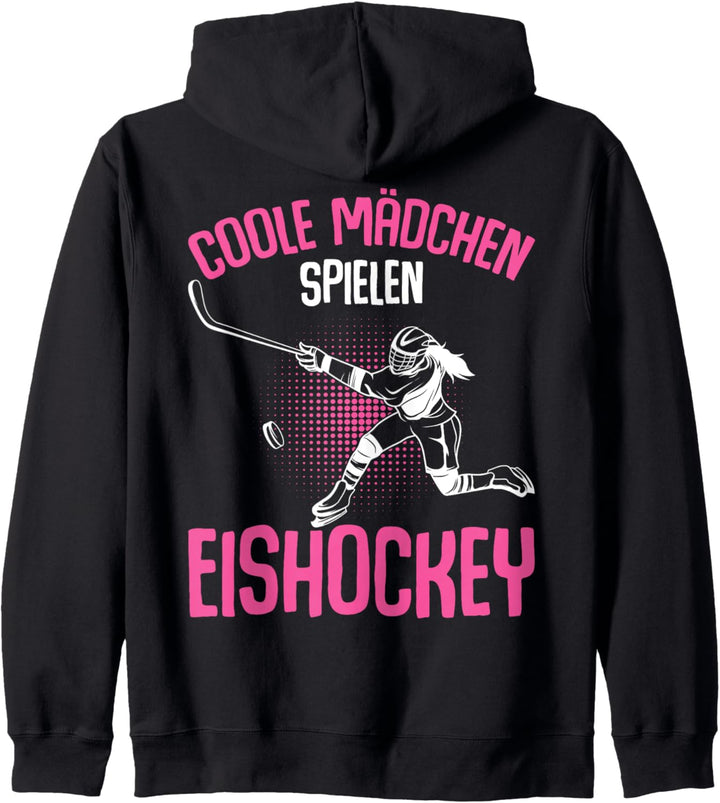 Coole Mädchen spielen Eishockey Hockey Eishockeyspielerin Kapuzenjacke