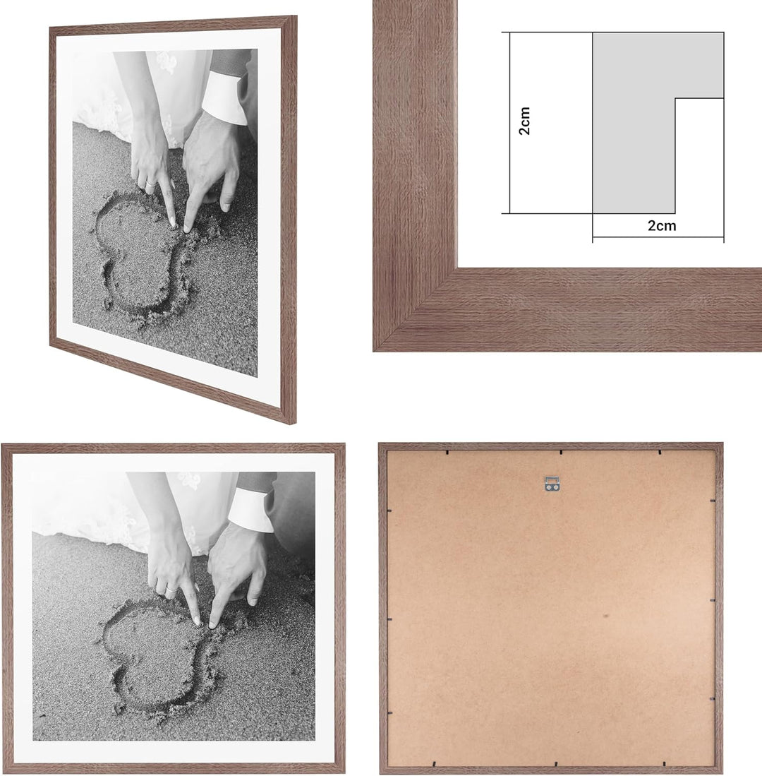CABBEL 1x Bilderrahmen 60x60 cm Eiche Dunkel Rahmen 1-Pack | Dokumentenrahmen, Collage, Poster | MDF