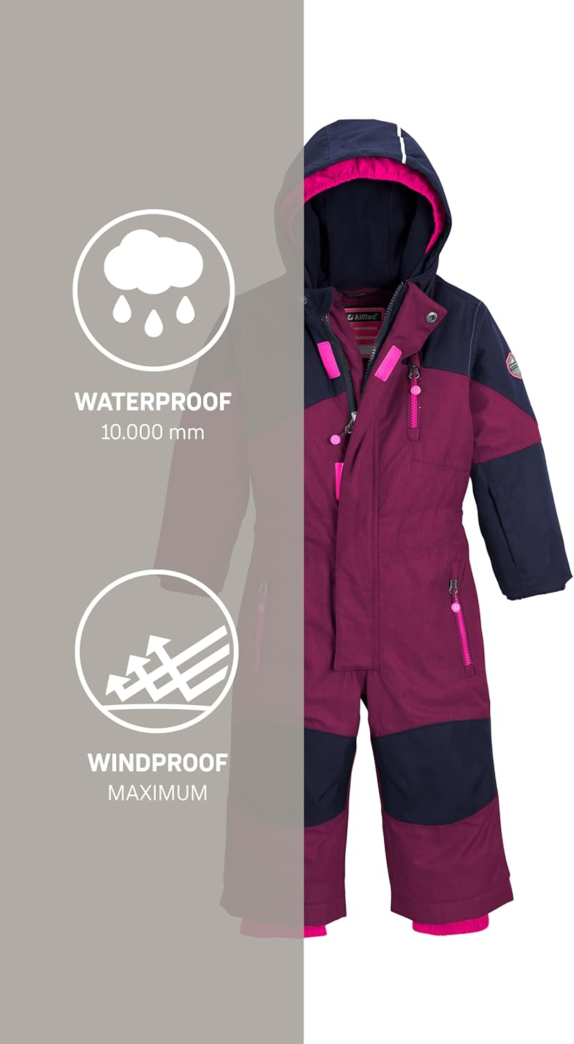 Killtec Unisex Kinder Kesley Mini Skioverall/Schneeanzug Mit Kapuze 86-92 pflaume, 86-92 pflaume