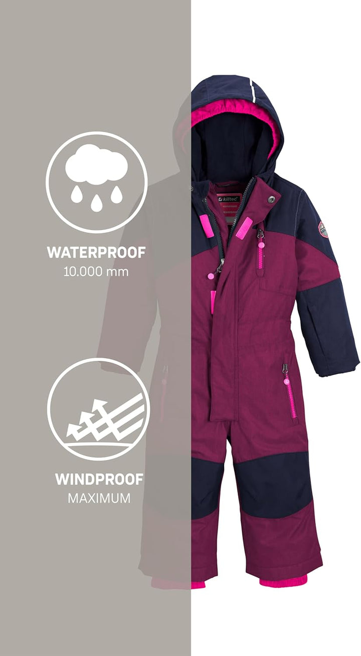 Killtec Unisex Kinder Kesley Mini Skioverall/Schneeanzug Mit Kapuze 86-92 pflaume, 86-92 pflaume