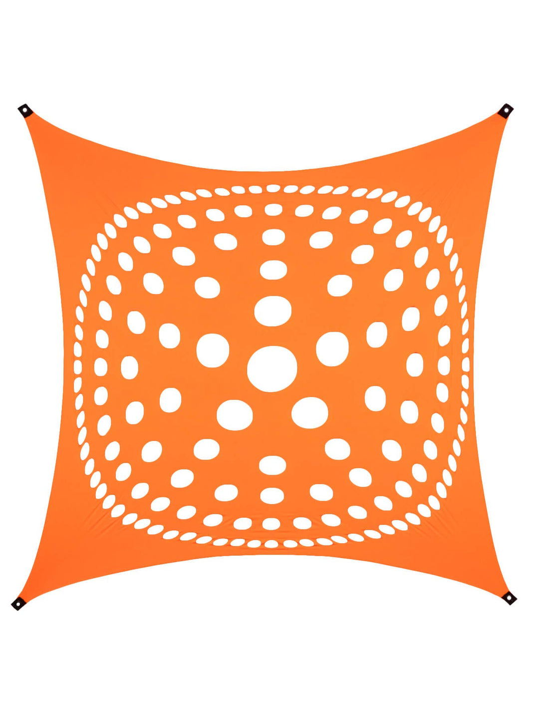 PSYWORK Schwarzlicht Segel Spandex | Mandala Dots | Orange | 3 x 3m | UV-aktiv | Leuchtend | Wandtuc