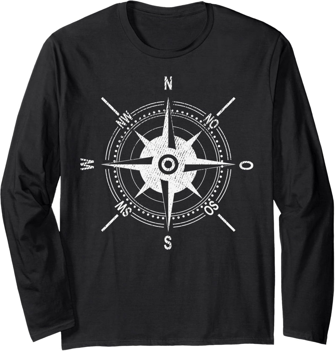 Windrose Kompassrose Segler & Motorbootfahrer Langarmshirt