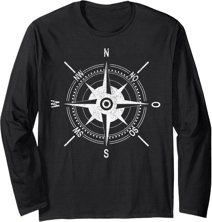 Windrose Kompassrose Segler & Motorbootfahrer Langarmshirt