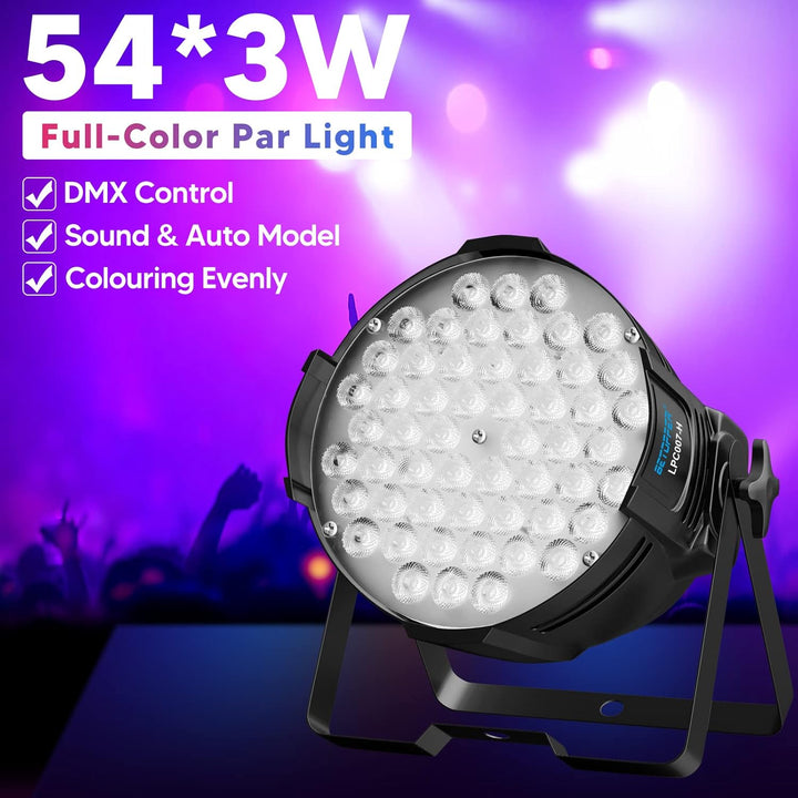 BETOPPER Partylicht Bühnenlicht 160W LED Par Scheinwerfer, 54x3W LED RGB Lichteffekte DJ Lichter mit