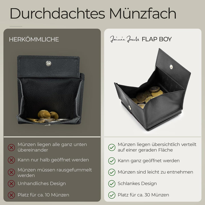 Jaimie Jacobs Flap Boy - Das Original - Magic Wallet mit Münzfach und RFID-Schutz Magischer Geldbeut