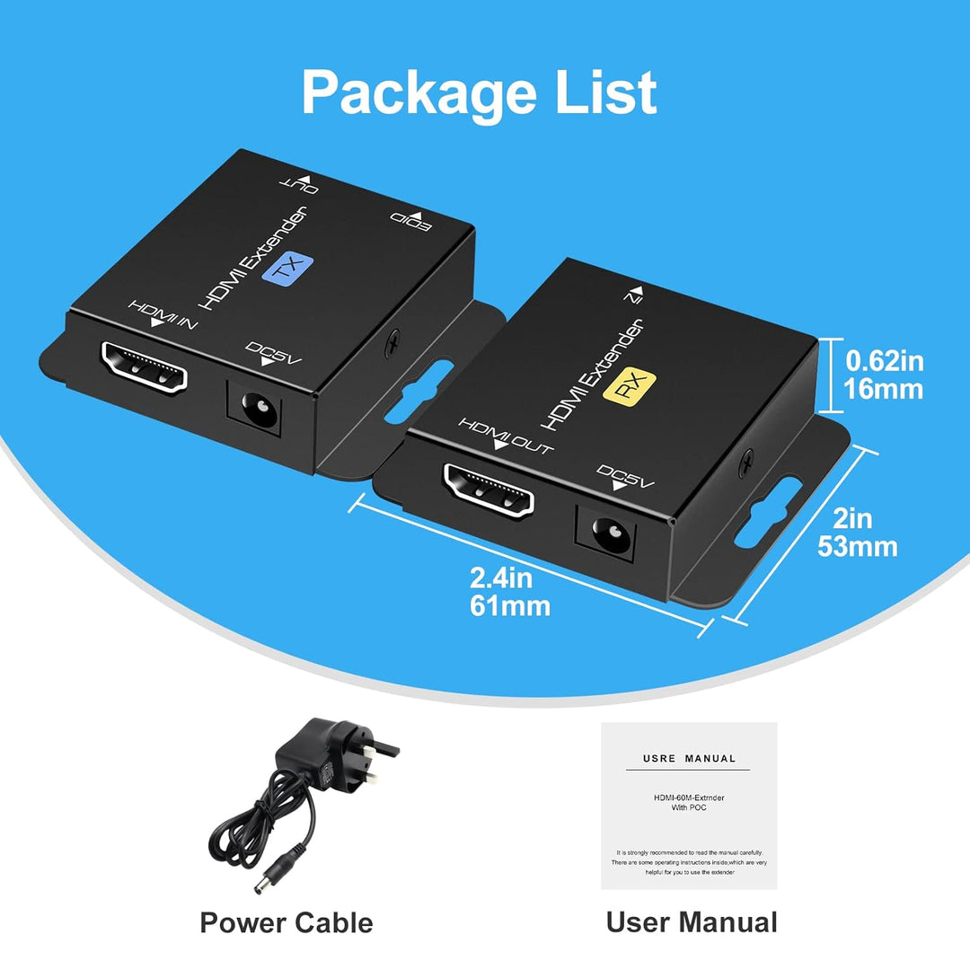 VPFET HDMI Extender 200ft HDMI zu RJ45 Ethernet über Cat5e/Cat6 Kabel Übertragung HDMI Transmitter R