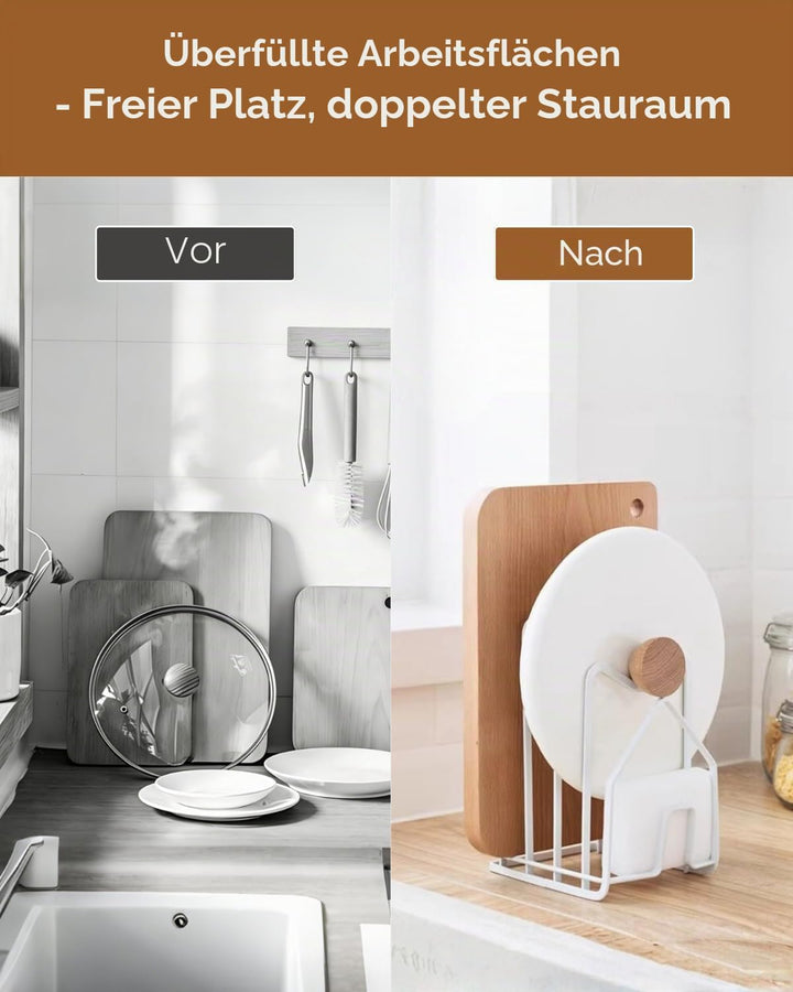 LINFIDITE Schneidebrett-Rack Topfpfannendeckel-Halter für Küchenarbeitsplatte Schneidebrett Organize