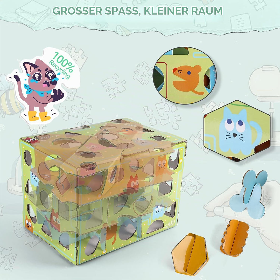 ALL FOR PAWS Katzen-Futter-Spielzeug, Interaktive Leckerli-Spielbox für Katzen, Futterlabyrinth-Box