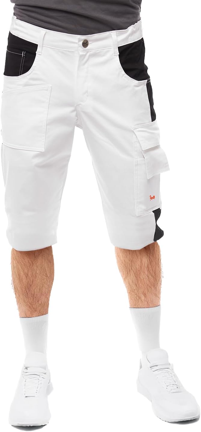 strongAnt Shorts Stretch Berlin Pro Herren Sommer Arbeitshose kurz Cargo Outdoor Grau-Shwarz-Weiss 4