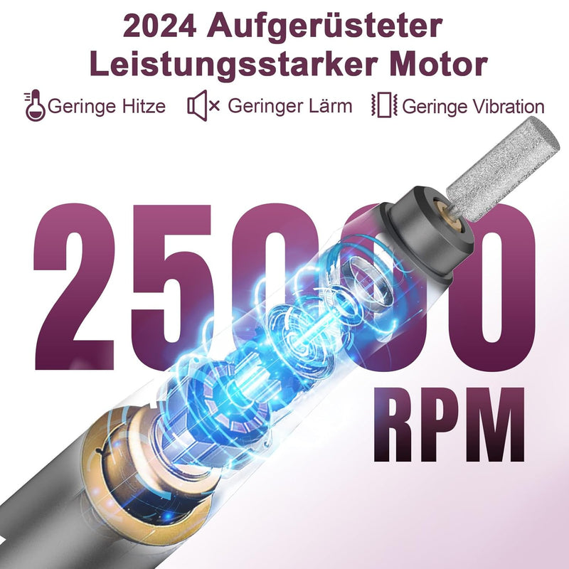 Nagelfräser für Gelnägel Kabellos, Auriox Elektrische Nagelfeile Fräser für Gelnägel, USB Wiederaufl