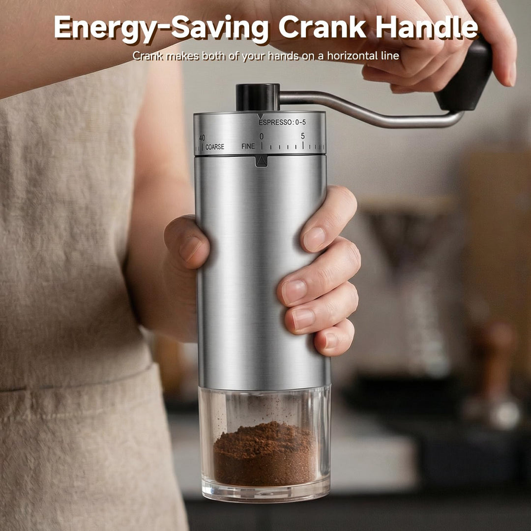 Kaffeemühle manuell aus Edelstahl, 40 Mahlstufen Handkaffeemühle kompakte Kaffeemühle für für Aeropr