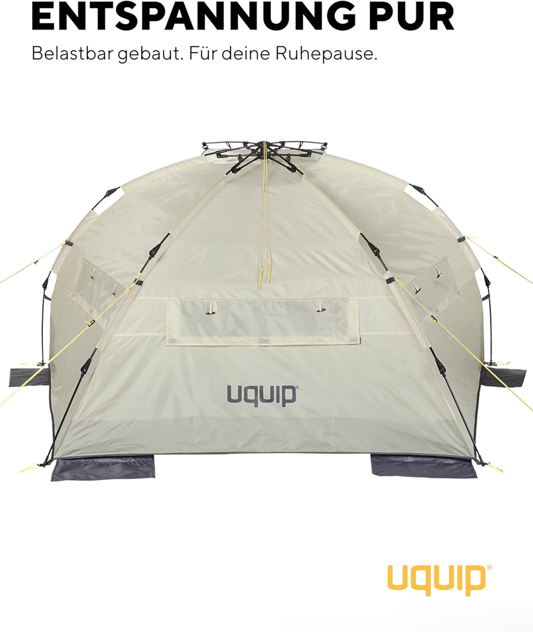 Uquip Strandmuschel Speedy XL Boulder I 170 x 115 x 230 cm I UPF 50+ Strandzelt zum Schutz vor Sonne