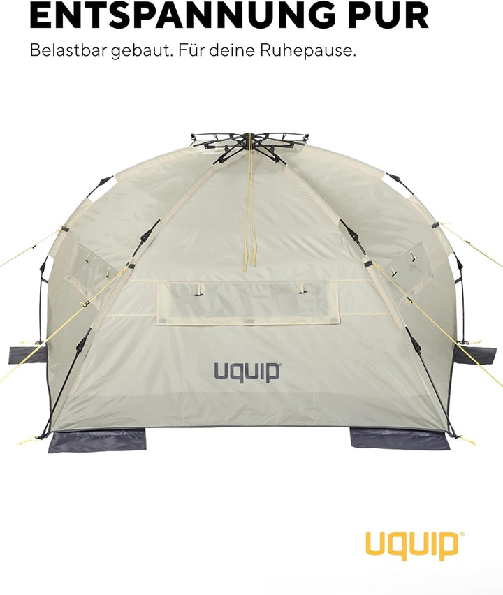 Uquip Strandmuschel Speedy XL Boulder I 170 x 115 x 230 cm I UPF 50+ Strandzelt zum Schutz vor Sonne