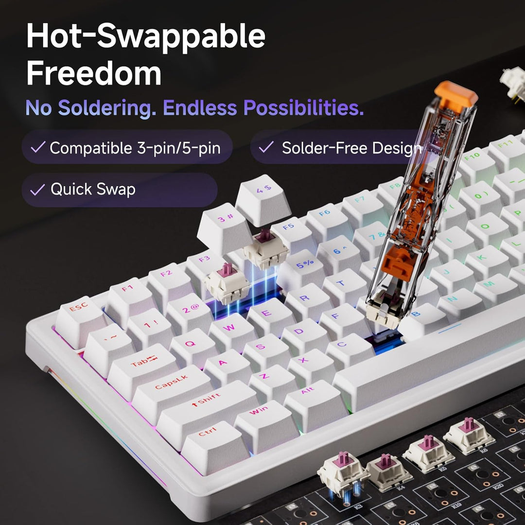Dierya DK81E Gaming Tastatur,75% Prozent Gasket Mechanische Tastatur mit Knopf,RGB Hot Swap Linearer