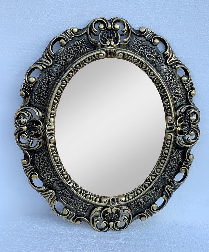 Dekorativer Barock Wandspiegel SCHWARZ Gold Completto Oval Spiegel Antik Spiegel Klassik Badspiegel