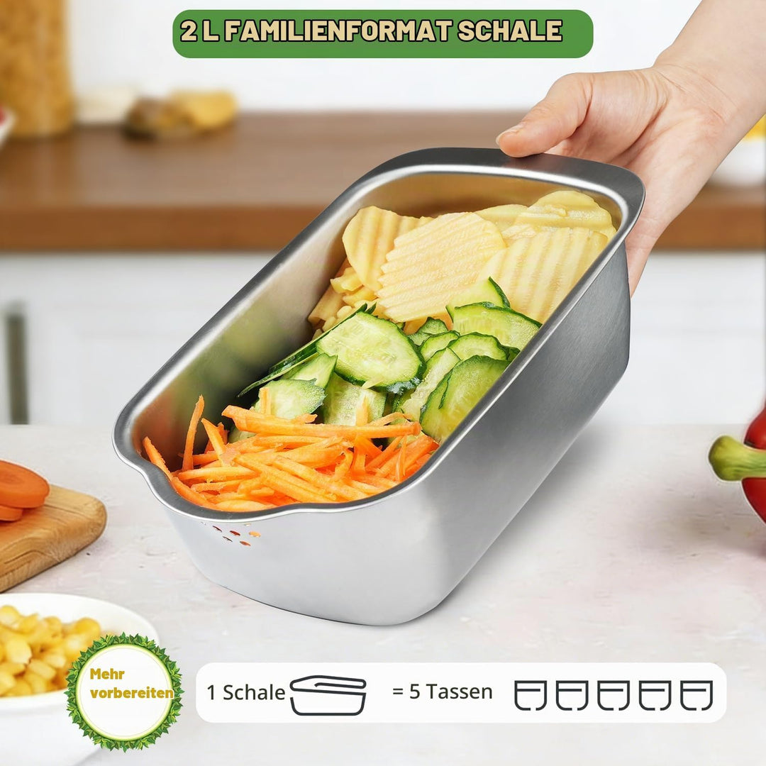 Dicer Smart 9-in-1, Edelstahl Gemüseschneider Und Mandoline Gemüsehobel Set (11 Teile), Julienne- un