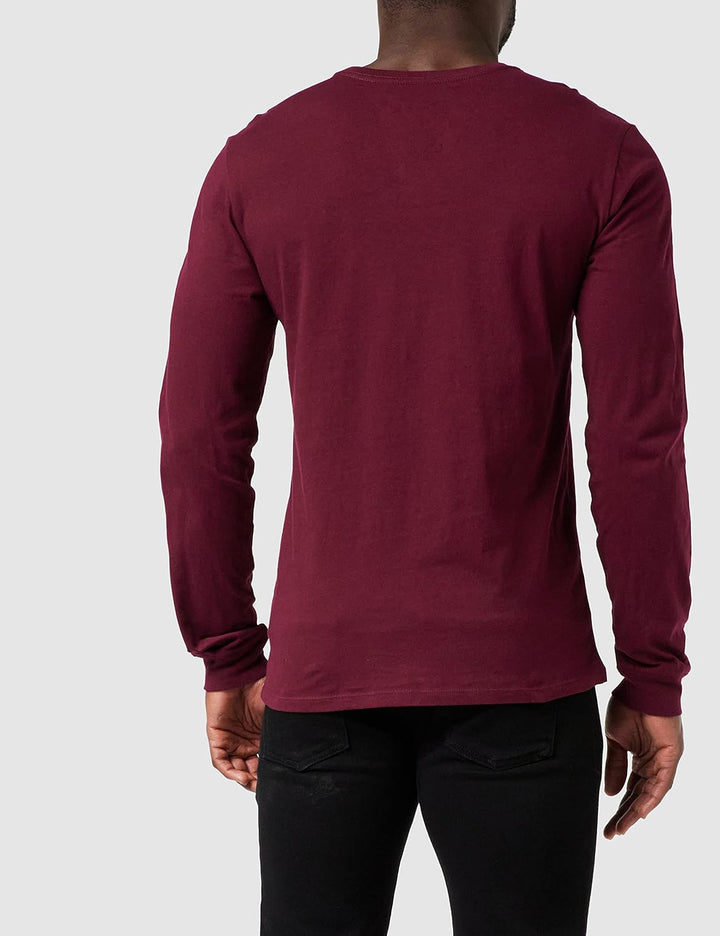 Hurley Herren M Evd WSH Fastlane Bx Texture Ls T-Shirt S Dunkles Beetroot, S Dunkles Beetroot