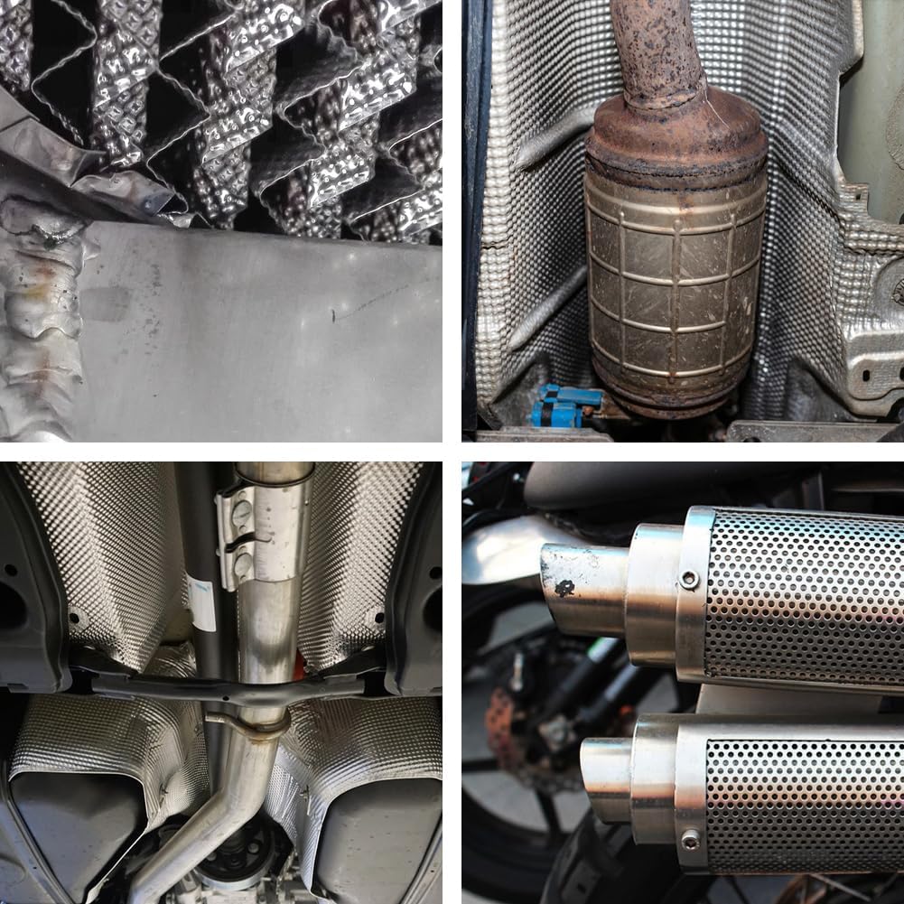 Hitzeschutz Hitzeblech Geprägte, 100x40cm Fahrzeug Aluminisierter Hitzeschutzblech Reparatursatz, Au