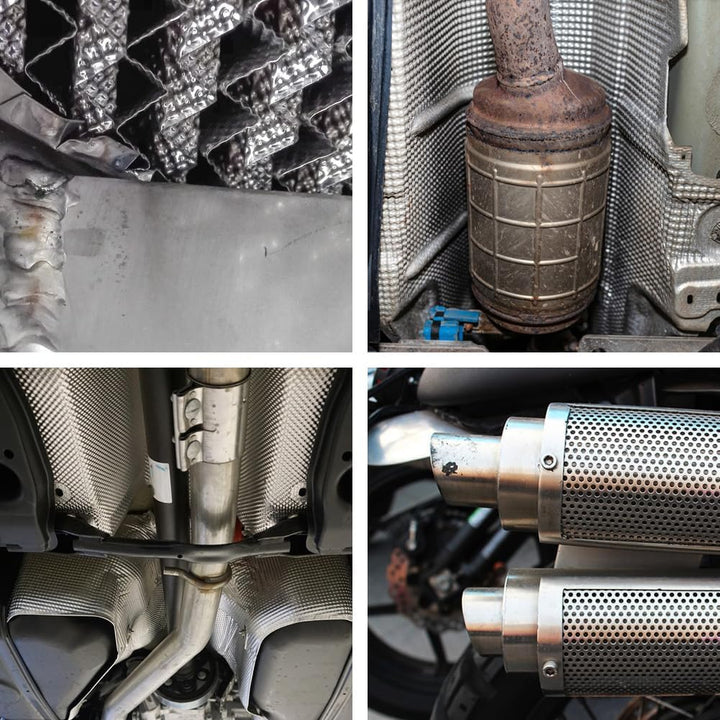 Hitzeschutz Hitzeblech Geprägte, 100x40cm Fahrzeug Aluminisierter Hitzeschutzblech Reparatursatz, Au