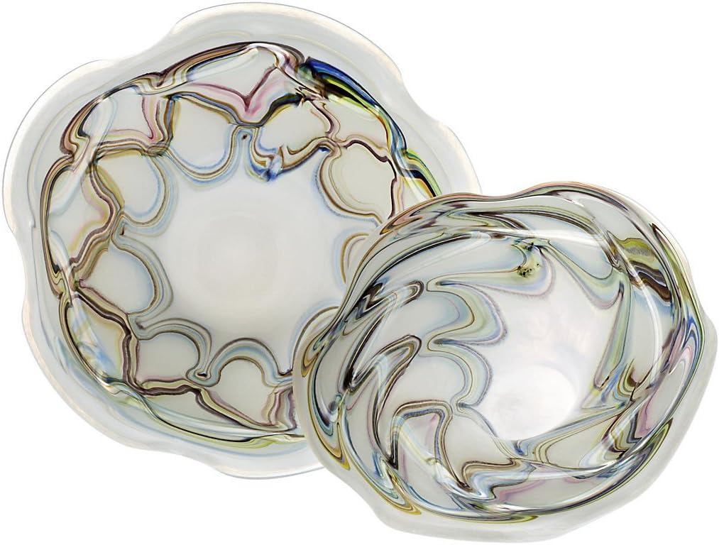 CRISTALICA Schale Fadendekor Pavel Weiss/braun Ø 19cm
