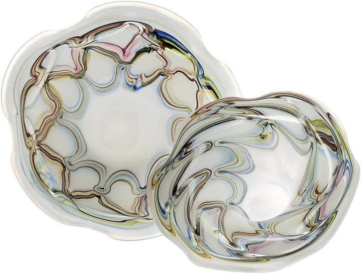 CRISTALICA Schale Fadendekor Pavel Weiss/braun Ø 19cm
