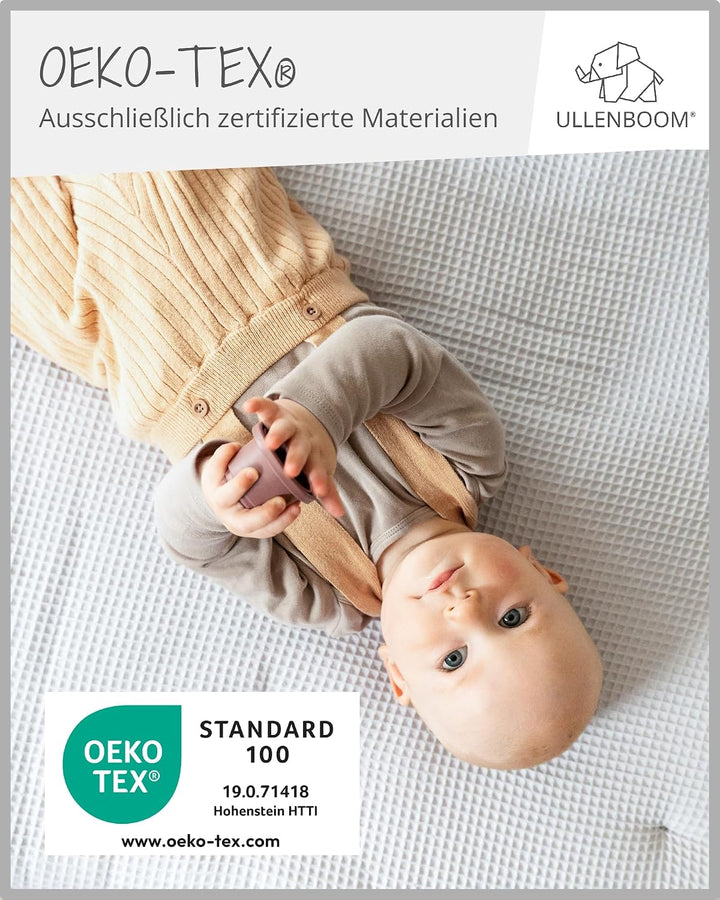 ULLENBOOM ® Baby Krabbeldecke 120x120 cm gepolstert in Grau (Made in EU) - Krabbeldecke für Baby mit