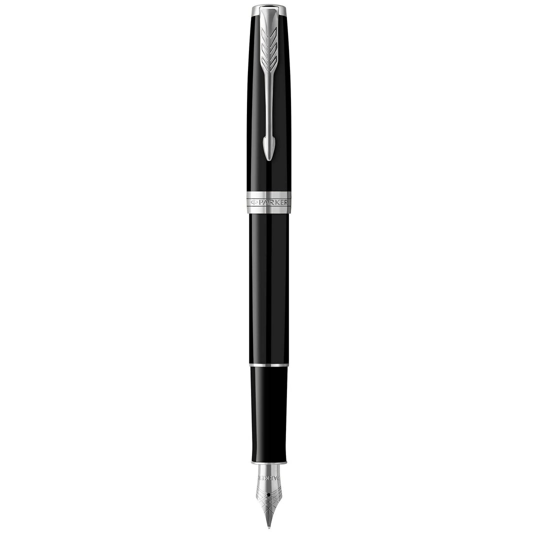 Parker Sonnet Füller | Schwarze Lackierung mit Palladiumzierteilen | Füllfederhalter mit mittlerer F
