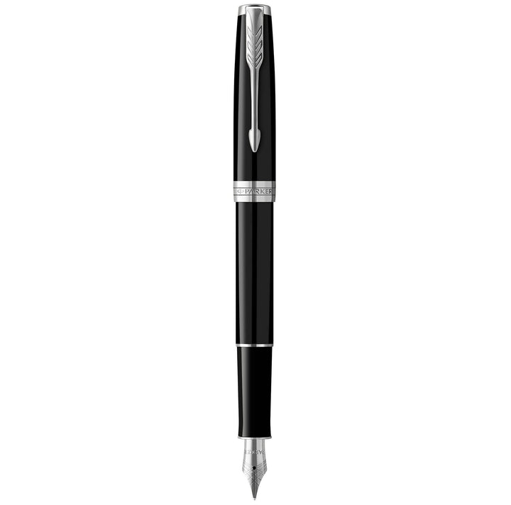 Parker Sonnet Füller | Schwarze Lackierung mit Palladiumzierteilen | Füllfederhalter mit mittlerer F