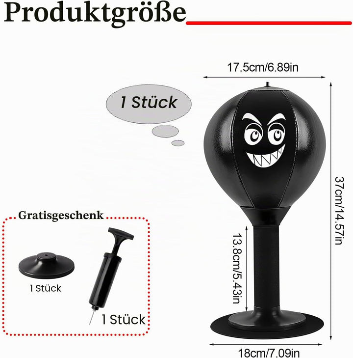 Punchingball Tisch, freistehender Desktop-Boxsack mit Saugnapf – zum Stressabbau für Büro &amp; Homeoffi
