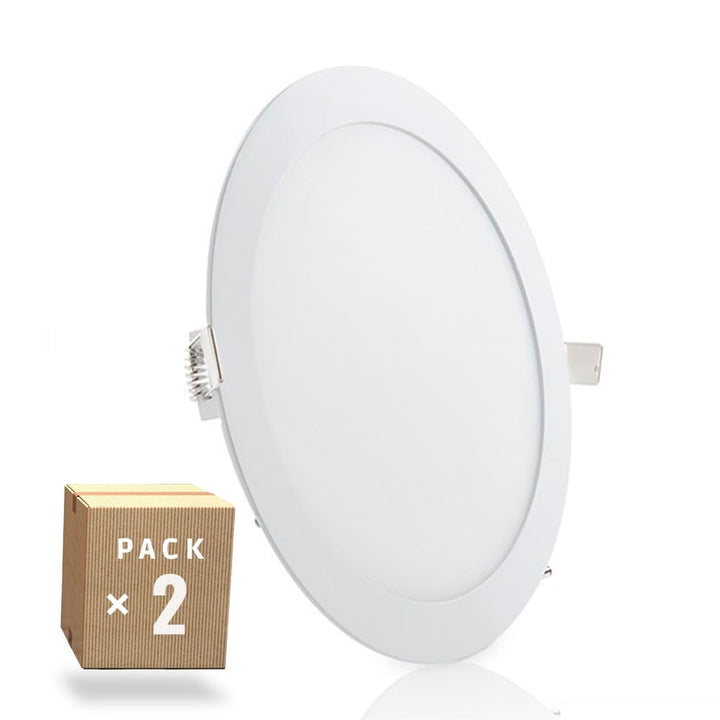 Packung mit 2 LED-Panels 20W 2000Lm 4200ºK Rund 40.000H [GR-RDP15-20W-W-PK2-AP] | Greenice Opal, Opa