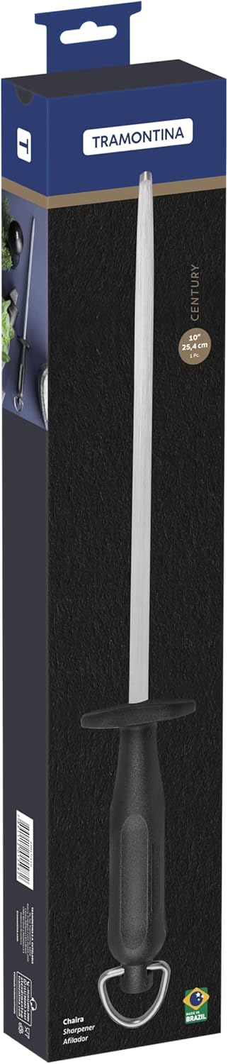 Tramontina Wetzstahl CENTURY, 25 cm, Edelstahl DIN 1.4110, schwarz, rostfrei, Edelstahl Wetzstahl 25