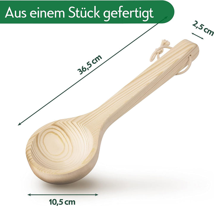 CozyNature® Sauna Eimer mit Kelle aus hochwertigem finnischen Kiefern-Holz | edle Metallringe - kräf