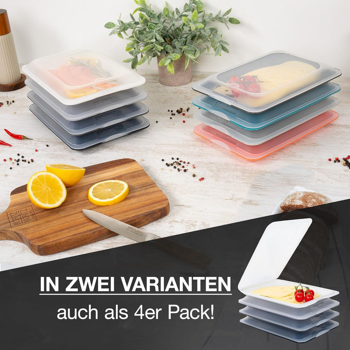 Moritz & Moritz Aufschnittdosen 8er Set Aufschnittbox stapelbar - Frischhaltedosen mit Deckel zur Au