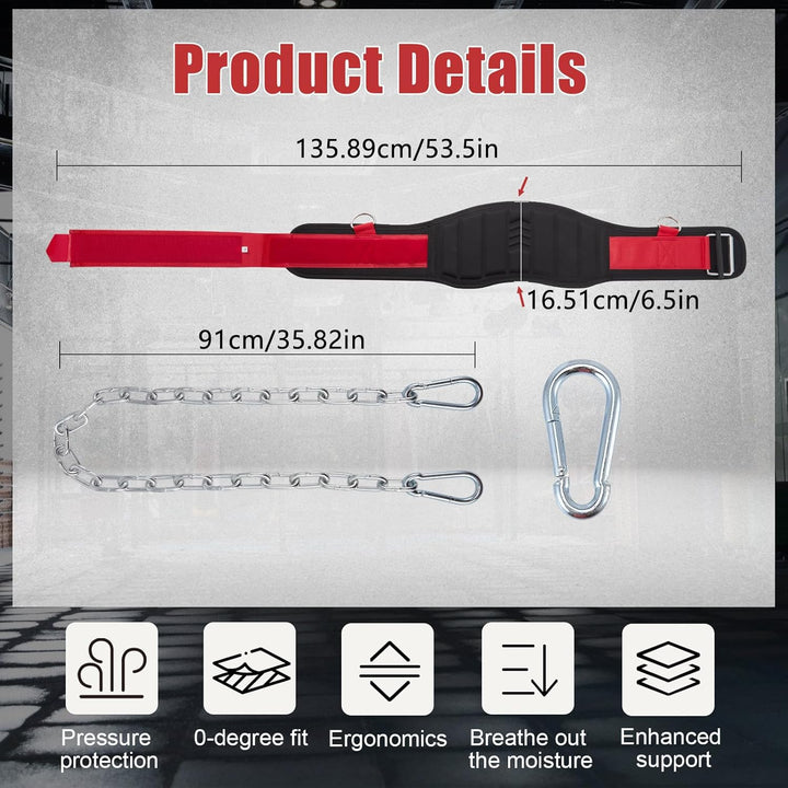 Dip Gürtel mit Kette,Gewichthebergürtel,Gewichtsgürtel für Zusatzgewicht & Deadlift,3-in-1 Fitness G