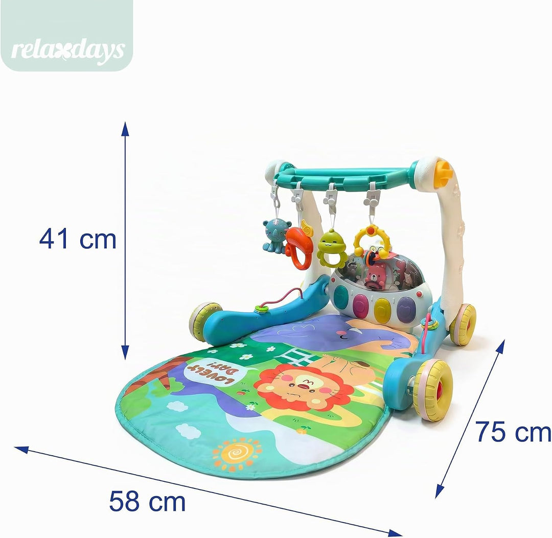 Relaxdays Spielbogen, mit Spielzeug, Rollen, Musik &amp; Licht, HBT: 41 x 58 x 75 cm, Baby Gym, Krabbeld